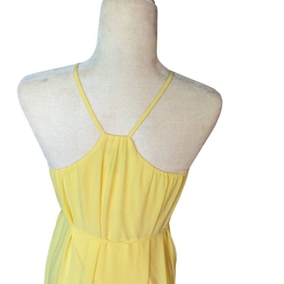 Buttery yellow chiffon flowy t back fairycore belted maxi sun dress sz 2 - Picture 8 of 13
